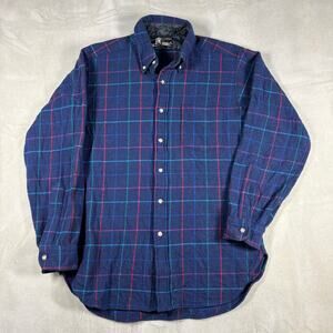 Vintage Lobo Pendleton Wool Shirt Mens M Blue Plaid Button Up Made USA Flannel
